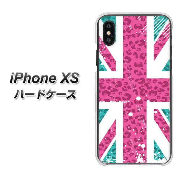 iPhone XS 高画質仕上げ 背面印刷 ハードケース【SC807 ユニオンジャック ピンクヒョウ柄】