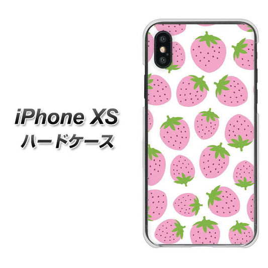 iPhone XS 高画質仕上げ 背面印刷 ハードケース【SC809 小さいイチゴ模様 ピンク】