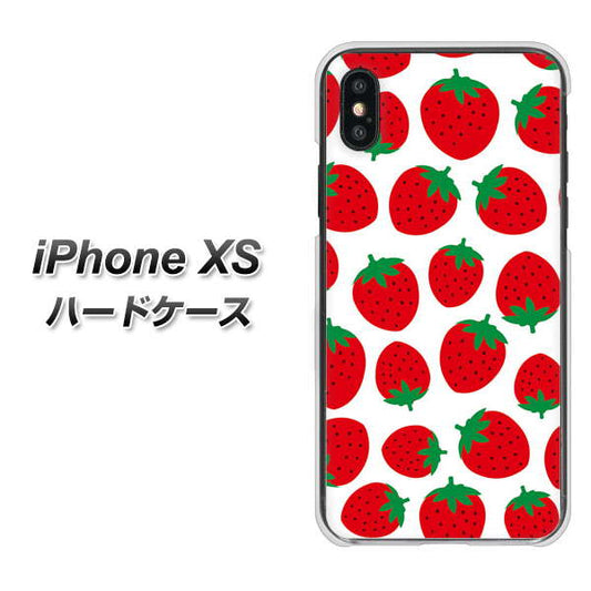 iPhone XS 高画質仕上げ 背面印刷 ハードケース【SC811 小さいイチゴ模様 レッド】