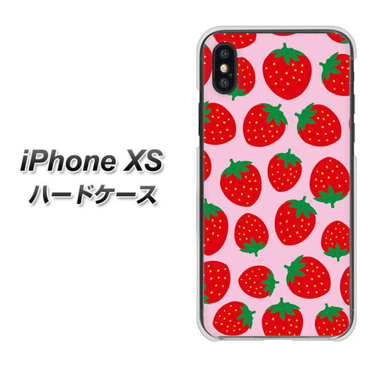 iPhone XS 高画質仕上げ 背面印刷 ハードケース【SC813 小さいイチゴ模様 レッドとピンク】