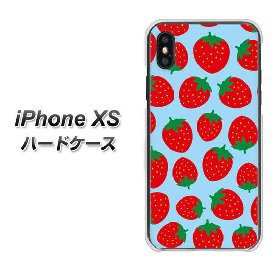iPhone XS 高画質仕上げ 背面印刷 ハードケース【SC814 小さいイチゴ模様 レッドとブルー】