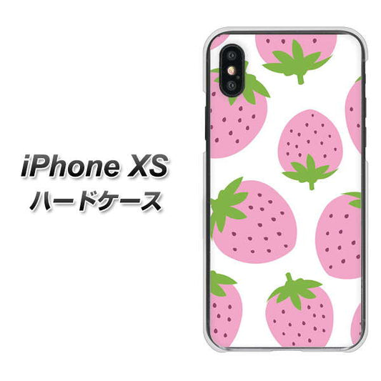 iPhone XS 高画質仕上げ 背面印刷 ハードケース【SC816 大きいイチゴ模様 ピンク】