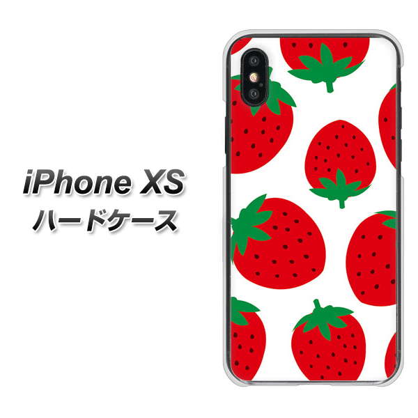 iPhone XS 高画質仕上げ 背面印刷 ハードケース【SC818 大きいイチゴ模様レッド】