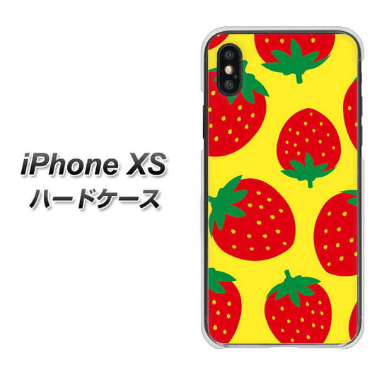 iPhone XS 高画質仕上げ 背面印刷 ハードケース【SC819 大きいイチゴ模様レッドとイエロー】