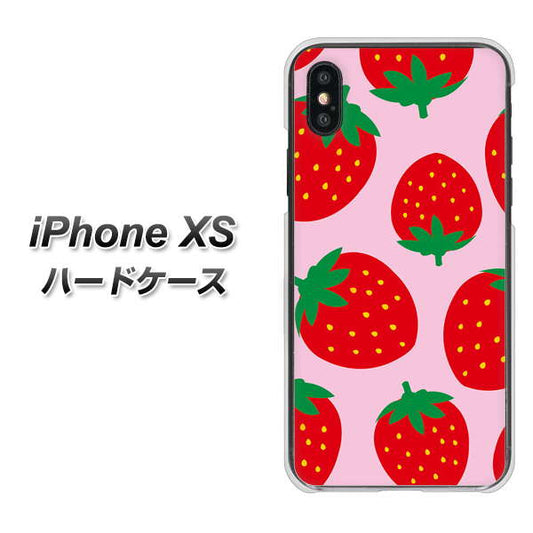 iPhone XS 高画質仕上げ 背面印刷 ハードケース【SC820 大きいイチゴ模様レッドとピンク】