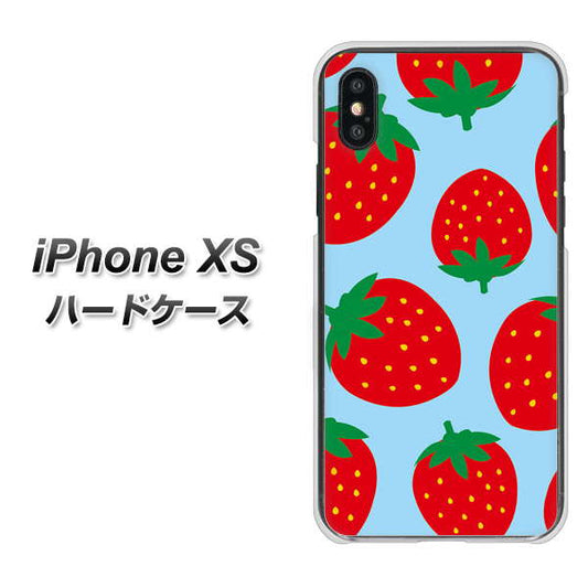 iPhone XS 高画質仕上げ 背面印刷 ハードケース【SC821 大きいイチゴ模様レッドとブルー】