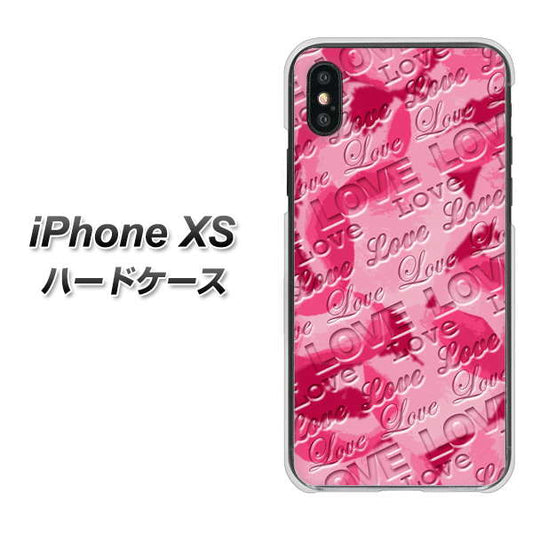iPhone XS 高画質仕上げ 背面印刷 ハードケース【SC845 フラワーヴェルニLOVE濃いピンク（ローズアンディアン）】