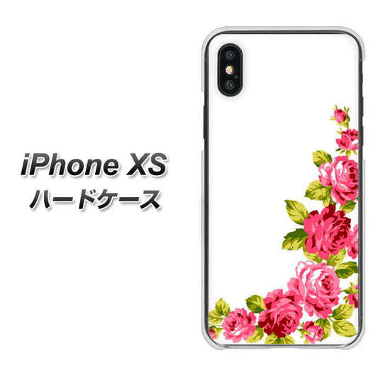 iPhone XS 高画質仕上げ 背面印刷 ハードケース【VA825 バラのフレーム(白)】
