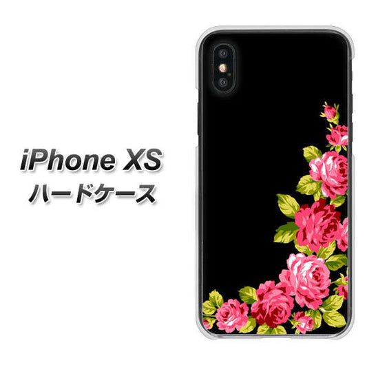 iPhone XS 高画質仕上げ 背面印刷 ハードケース【VA826 バラのフレーム(黒)】
