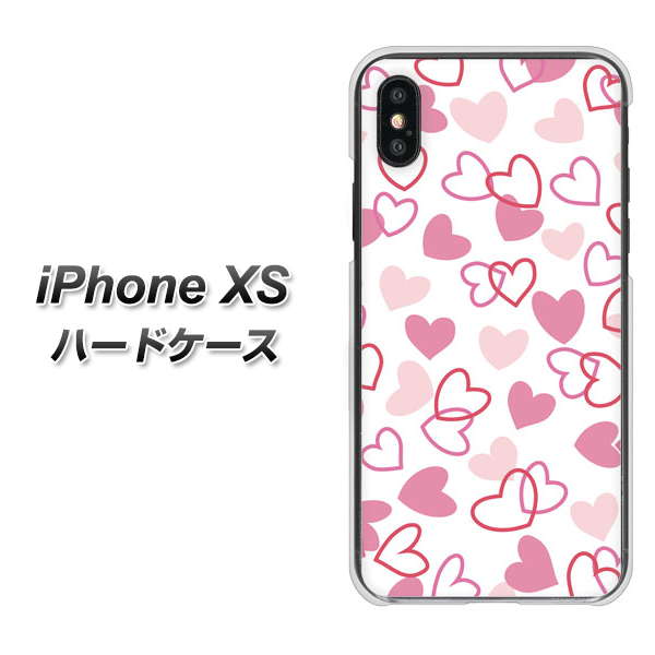 iPhone XS 高画質仕上げ 背面印刷 ハードケース【VA929 ハートがいっぱい ピンク】