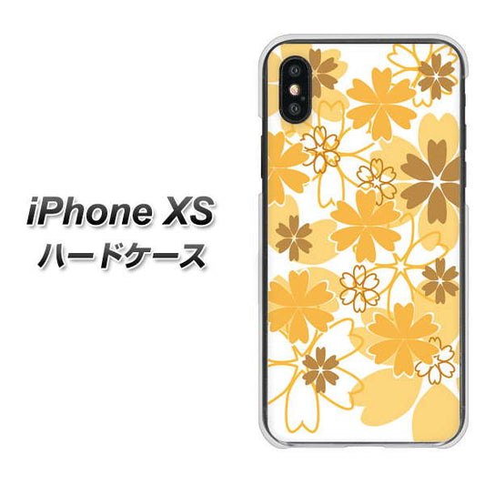 iPhone XS 高画質仕上げ 背面印刷 ハードケース【VA959 重なり合う花　オレンジ】