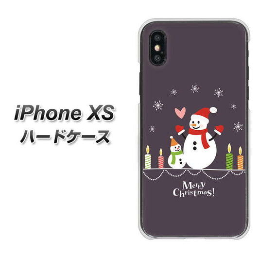 iPhone XS 高画質仕上げ 背面印刷 ハードケース【XA809 雪だるまの親子】