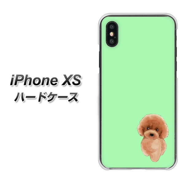 iPhone XS 高画質仕上げ 背面印刷 ハードケース【YJ052 トイプードルレッド（ グリーン）】