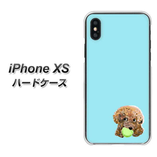 iPhone XS 高画質仕上げ 背面印刷 ハードケース【YJ054 トイプードル＆ボール（ブルー）】