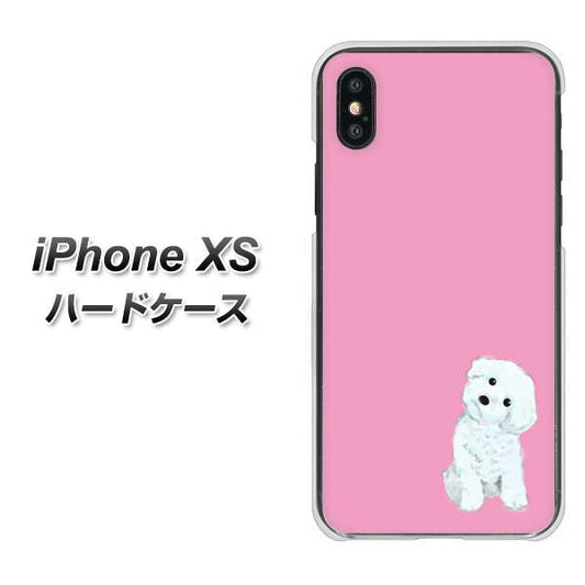 iPhone XS 高画質仕上げ 背面印刷 ハードケース【YJ069 トイプードルホワイト（ピンク）】