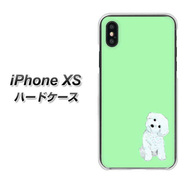 iPhone XS 高画質仕上げ 背面印刷 ハードケース【YJ071 トイプードルホワイト（グリーン）】