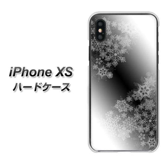 iPhone XS 高画質仕上げ 背面印刷 ハードケース【YJ340 モノトーン 雪の結晶 】