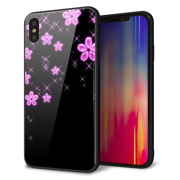 iPhone XS Max 強化ガラス＆TPUスマホケース ガラプリ【019 桜クリスタル】