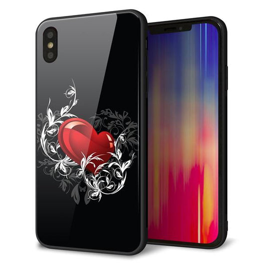 iPhone XS Max 強化ガラス＆TPUスマホケース ガラプリ【032 クリスタルハート】