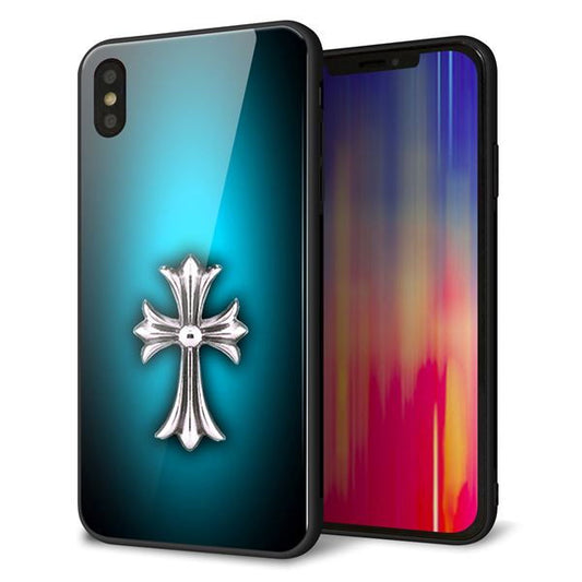 iPhone XS Max 強化ガラス＆TPUスマホケース ガラプリ【334 クロスブルー】