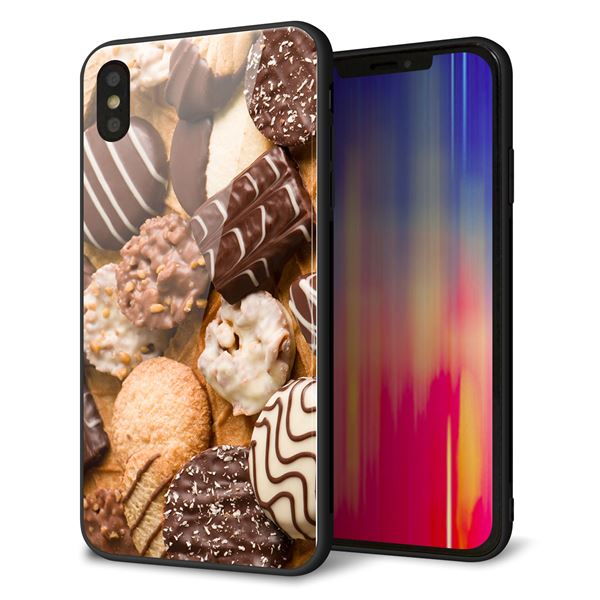 iPhone XS Max 強化ガラス＆TPUスマホケース ガラプリ【442 クッキー mix】