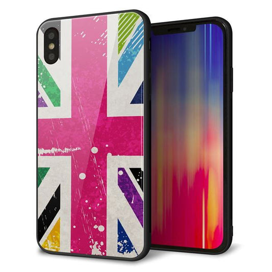 iPhone XS Max 強化ガラス＆TPUスマホケース ガラプリ【SC806 ユニオンジャック ピンクビンテージ】