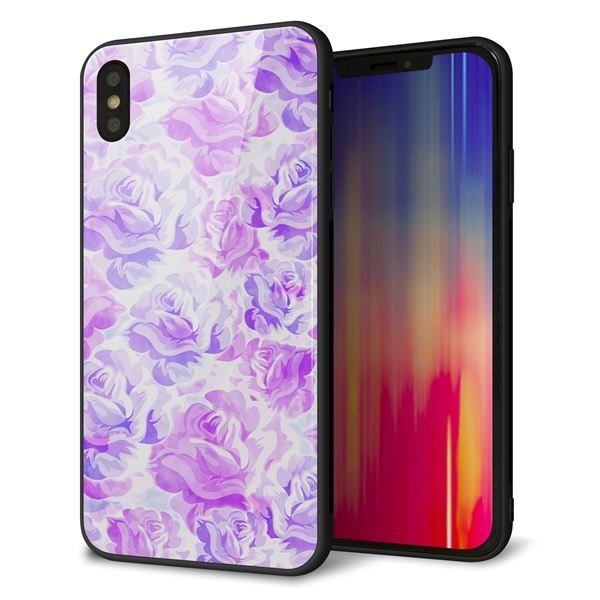 iPhone XS Max 強化ガラス＆TPUスマホケース ガラプリ【SC929 ローズ パープル】