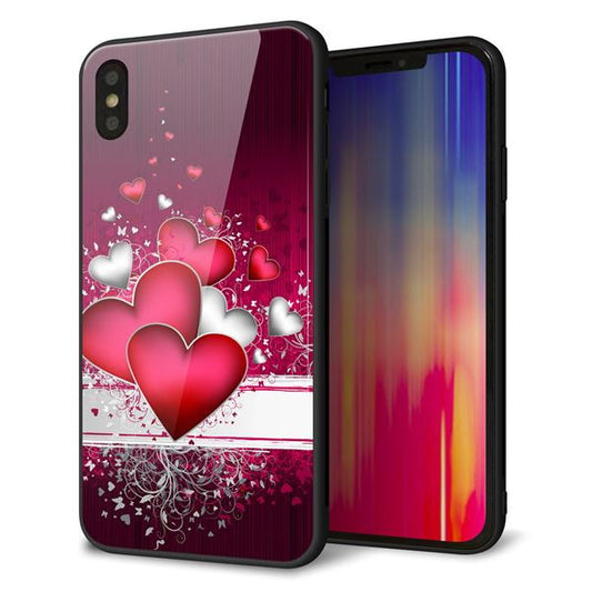 iPhone XS Max 強化ガラス＆TPUスマホケース ガラプリ【VA835 ハートの息吹】