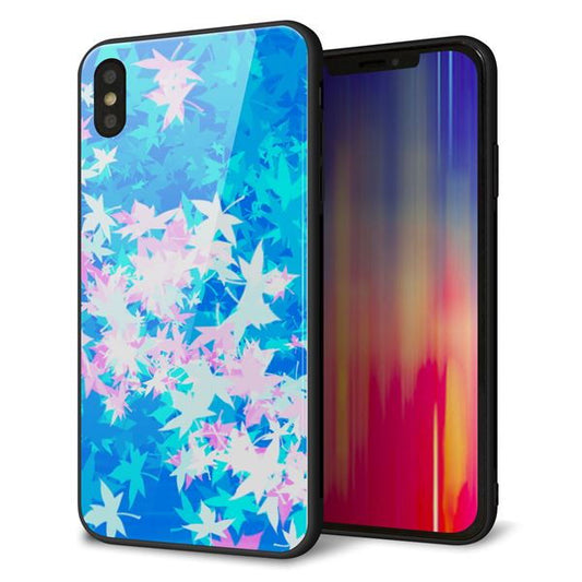 iPhone XS Max 強化ガラス＆TPUスマホケース ガラプリ【YJ290 デザインもみじ】