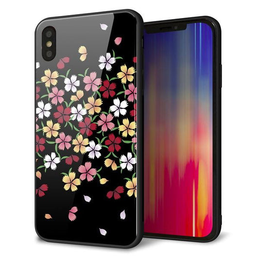 iPhone XS Max 強化ガラス＆TPUスマホケース ガラプリ【YJ323 和柄 なでしこ】