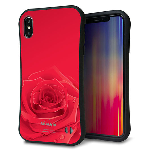 iPhone XS Max スマホケース 「SEA Grip」 グリップケース Sライン 【395 赤いバラ】 UV印刷