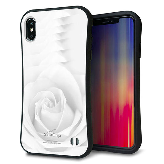 iPhone XS Max スマホケース 「SEA Grip」 グリップケース Sライン 【402 ホワイトRose】 UV印刷
