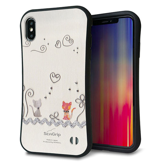 iPhone XS Max スマホケース 「SEA Grip」 グリップケース Sライン 【1103 クラフト写真 ネコ (ワイヤー1) 】 UV印刷