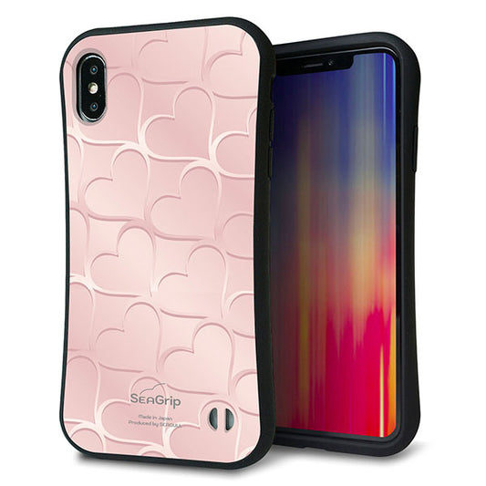 iPhone XS Max スマホケース 「SEA Grip」 グリップケース Sライン 【1340 かくれハート ローズピンク】 UV印刷