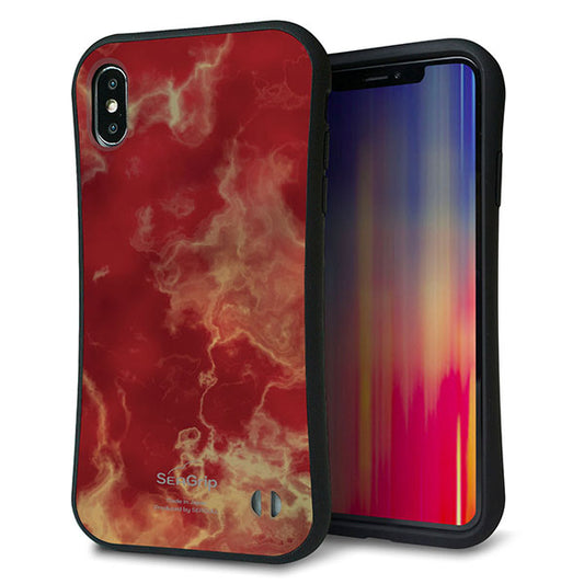 iPhone XS Max スマホケース 「SEA Grip」 グリップケース Sライン 【KM870 大理石RD】 UV印刷