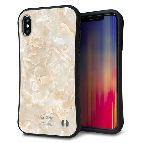 iPhone XS Max スマホケース 「SEA Grip」 グリップケース Sライン 【KM872 大理石パール】 UV印刷