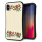 iPhone XS Max スマホケース 「SEA Grip」 グリップケース Sライン 【KM941 花刺繍風 レッドフラワー オフホワイト 】 UV印刷