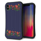 iPhone XS Max スマホケース 「SEA Grip」 グリップケース Sライン 【KM943 花刺繍風 レッドフラワー ネイビー 】 UV印刷