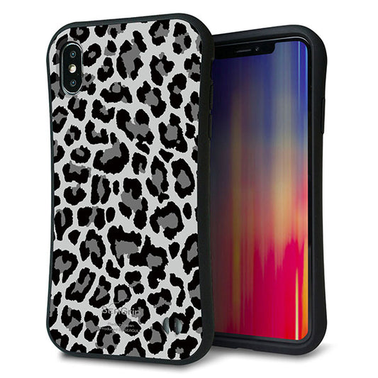 iPhone XS Max スマホケース 「SEA Grip」 グリップケース Sライン 【MA817 レオパード × グレー 】 UV印刷