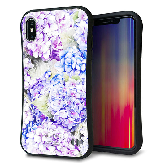 iPhone XS Max スマホケース 「SEA Grip」 グリップケース Sライン 【MA871 紫陽花】 UV印刷