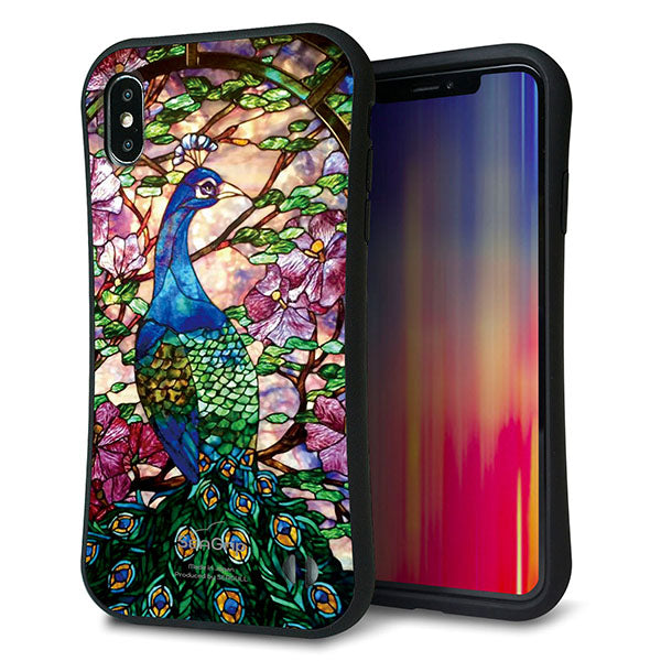 iPhone XS Max スマホケース 「SEA Grip」 グリップケース Sライン 【MA996 ステンドグラス クジャク】 UV印刷