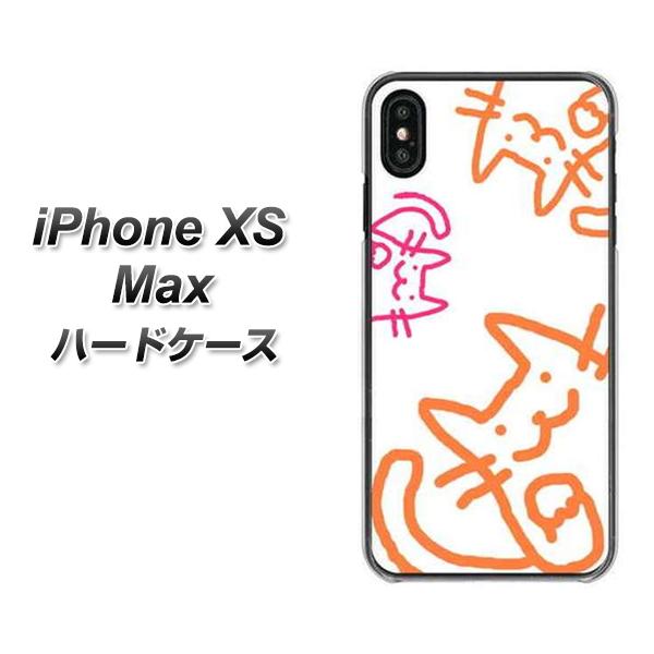 iPhone XS Max 高画質仕上げ 背面印刷 ハードケース【1098 手まねきする3匹のネコ】