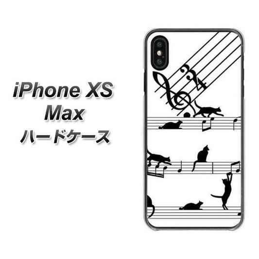 iPhone XS Max 高画質仕上げ 背面印刷 ハードケース【1112 音符とじゃれるネコ2】