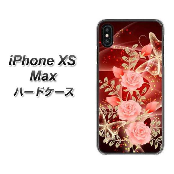 iPhone XS Max 高画質仕上げ 背面印刷 ハードケース【VA824 魅惑の蝶とピンクのバラ】