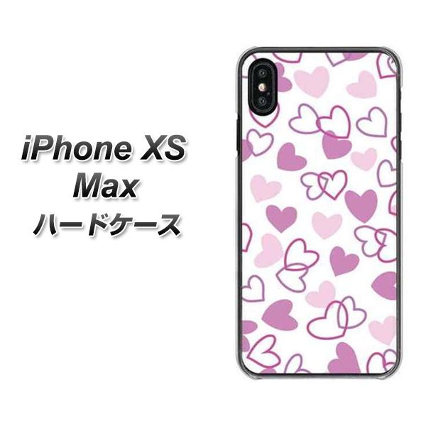 iPhone XS Max 高画質仕上げ 背面印刷 ハードケース【VA928 ハートがいっぱい パープル】