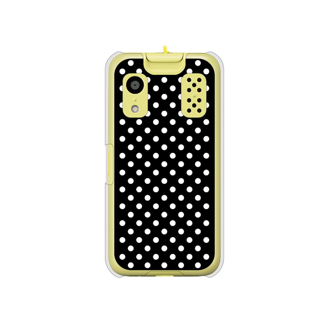 キッズケータイ KY-41C docomo 高画質仕上げ 背面印刷 ハードケース【059 シンプル柄（水玉） ブラック】