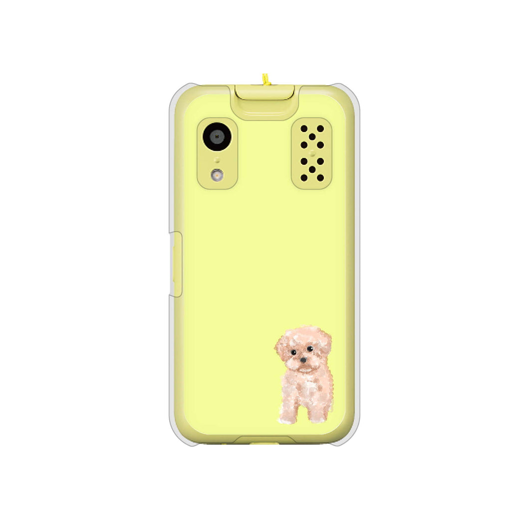 キッズケータイ KY-41C docomo 高画質仕上げ 背面印刷 ハードケース【YJ064 トイプードルアプリコット（イエロー）】