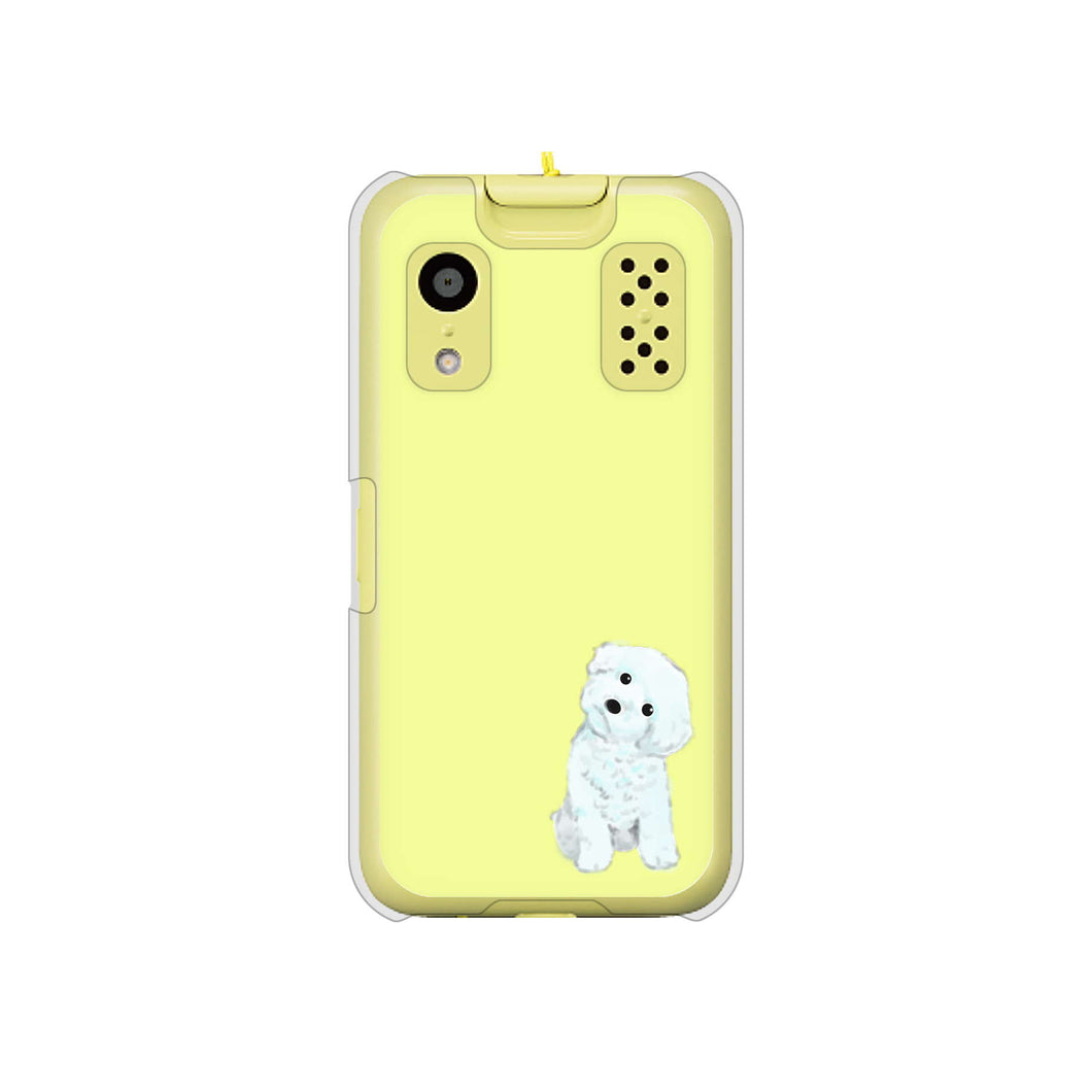 キッズケータイ KY-41C docomo 高画質仕上げ 背面印刷 ハードケース【YJ072 トイプードルホワイト（イエロー）】