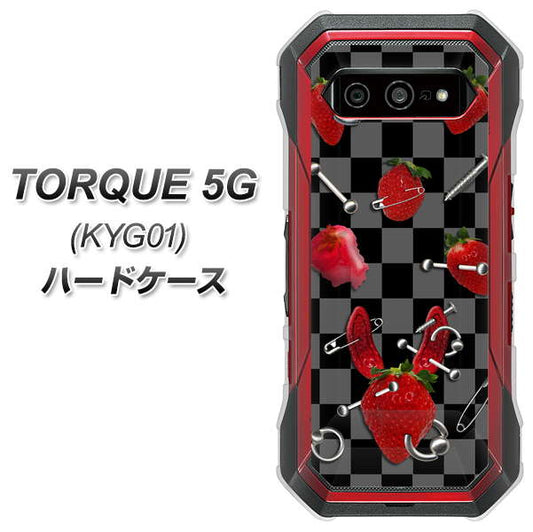 au トルク 5G KYG01 高画質仕上げ 背面印刷 ハードケース【AG833 苺パンク（黒）】