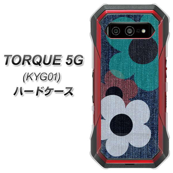 au トルク 5G KYG01 高画質仕上げ 背面印刷 ハードケース【EK869 ルーズフラワーinデニム風】